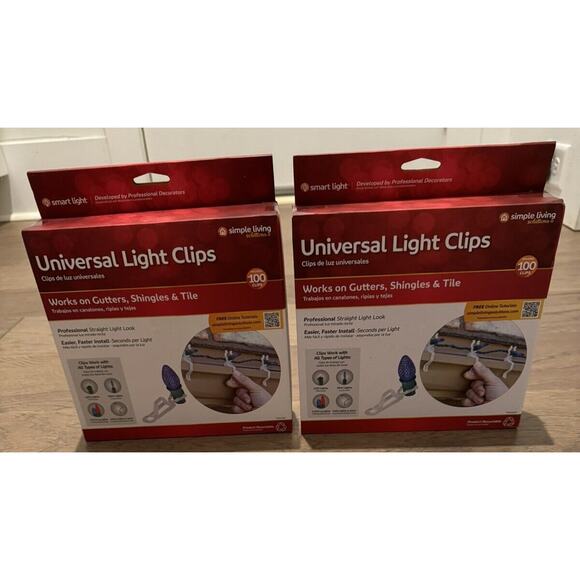 Simple Living Universal Light Clips (Gutters, Shingles & Tile) 100 Clips X 2 NIB - Picture 1 of 4